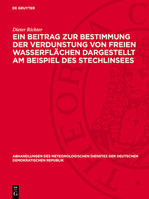 cover image of Eın Beitrag zur Bestimmung der Verdunstung von freien Wasserflächen dargestellt am Beispiel des Stechlinsees